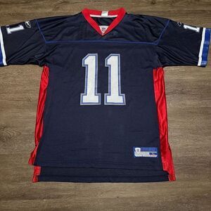 New England Patriots NFL Jersey Mens Sz Large Blue Nylon Reebok Drew Bledsoe #11